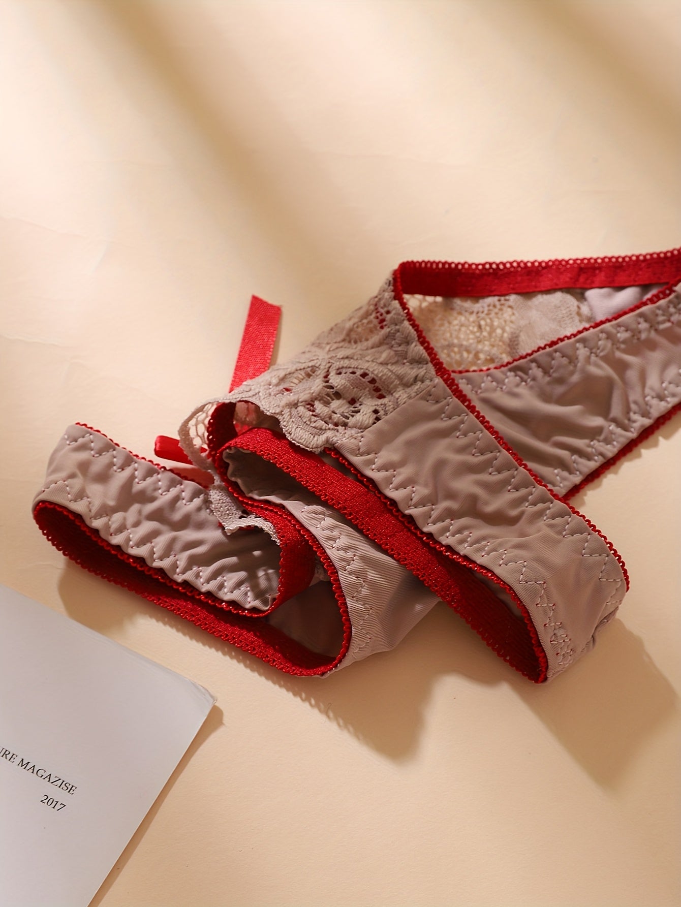 5pcs Set of Contrast Color Thin Edge Sexy Women'S Panties, Breathable, Fashionable, Soft, Close-fitting, Comfortable Lace Thongs