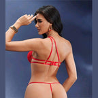 Sexy Lingerie Lace Transparent Three-Point Temptation Padded Push-Up Bra Two-Piece Set