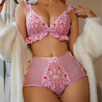 Sexy Lingerie Set - Erotic Underwear with Heart Lace and Hollow Design