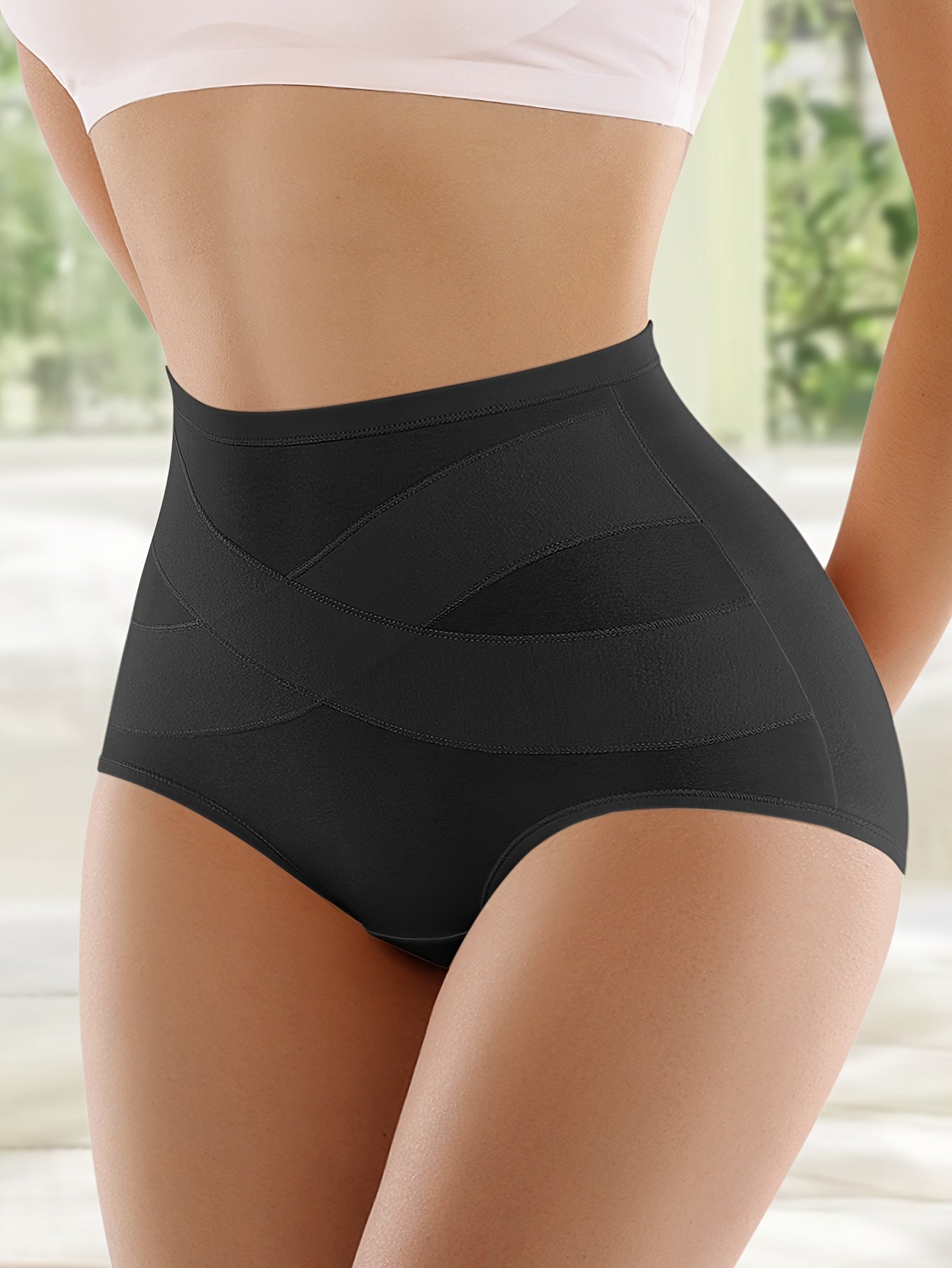 1pc High-Waist Women's Panties - Soft, Elegant, Non-Transparent, Knitted, Comfortable Tummy Control Underwear