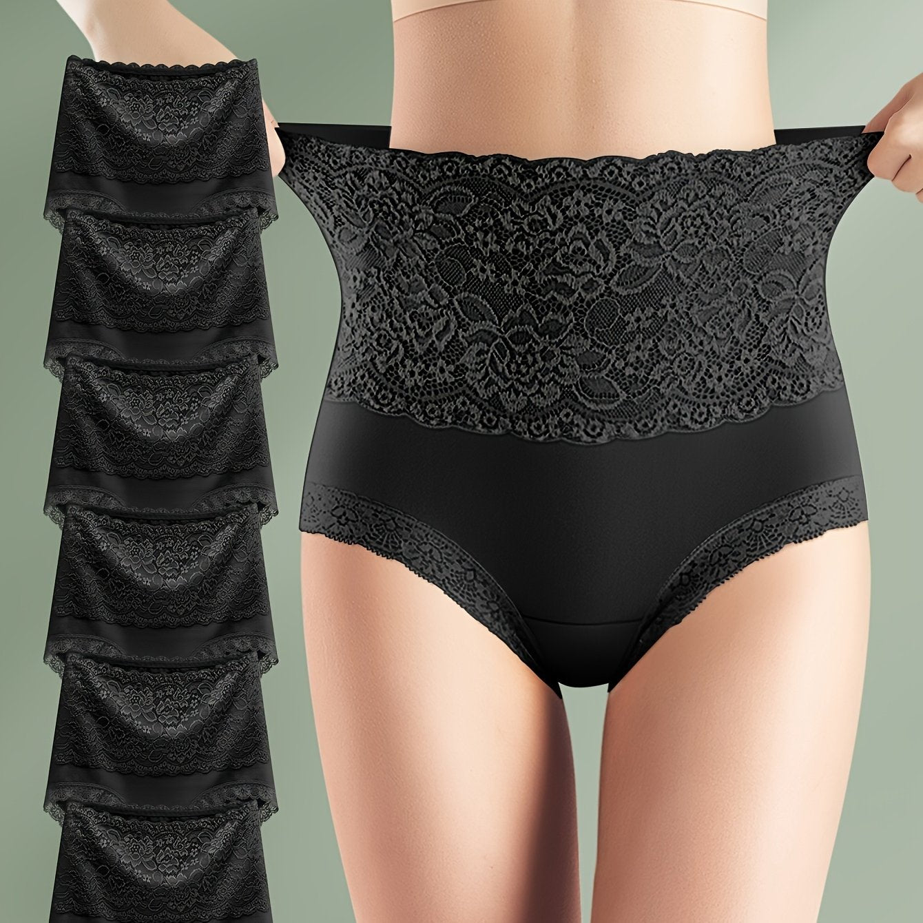 6pcs Jacquard Not Clip Butt High Waist Daily Lace Women's Panties Panties All Seasons Wearable