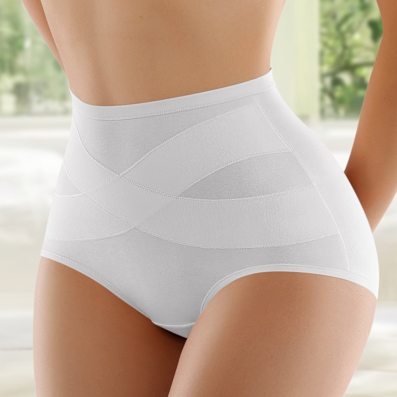 1pc High-Waist Women's Panties - Soft, Elegant, Non-Transparent, Knitted, Comfortable Tummy Control Underwear