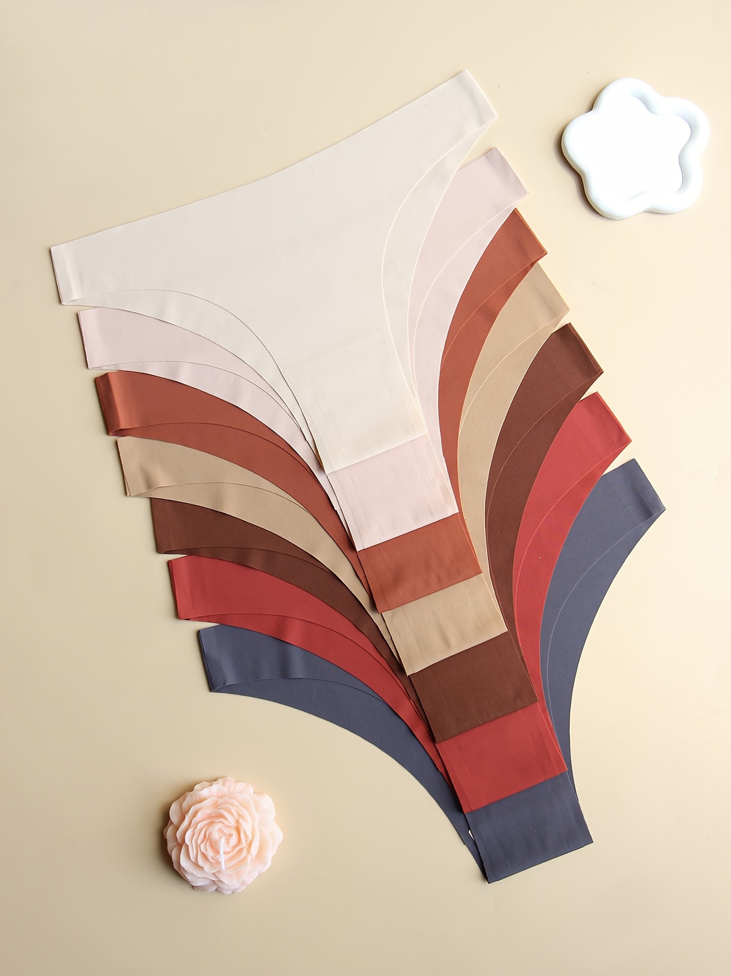 7-Pack Seamless Women's Panties, Low-Rise, Stretchy, Solid Color, No-Track, Comfortable, Breathable, Soft, Simple Style Underwear Set