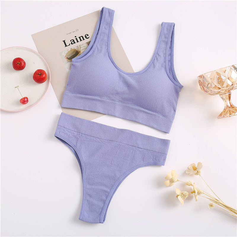 Seamless Women Underwear Set Tops Set Panties Women Wireless Lingerie Suit Padded Bras Backless Ling