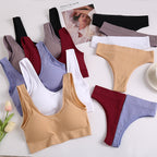 Seamless Women Underwear Set Tops Set Panties Women Wireless Lingerie Suit Padded Bras Backless Ling