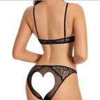 Bra Set with Anti-Nipple Design, Spliced Sheer Tempting Sexy Lingerie