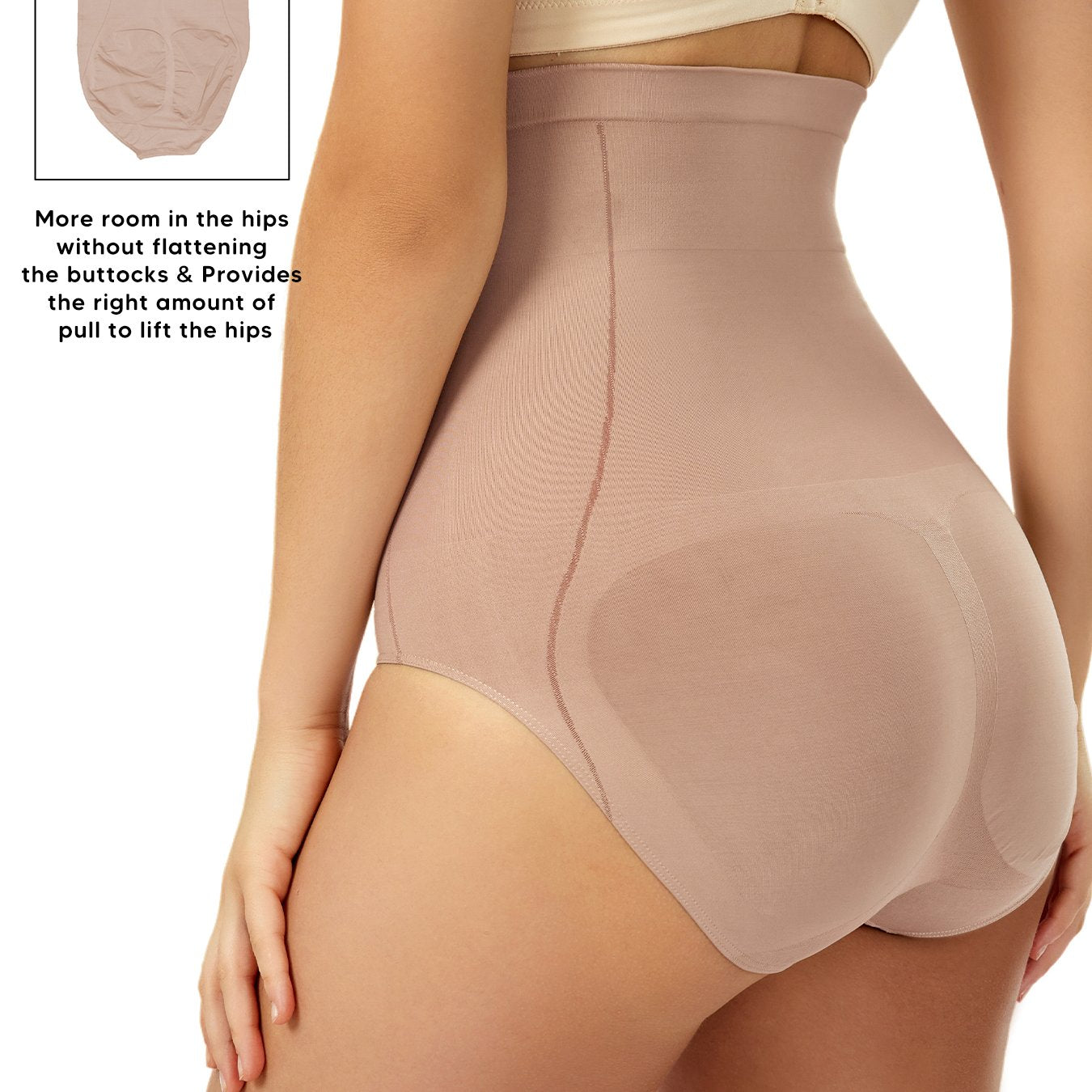 Women's High Waist Tummy Control & Hip Lifting Body Shapewear Underwear, Seamless Solid Briefs With Polyamide Material, Women's Panties Great Comfy & Breathable & Stretchy Slimming Panties, Women's Lingerie & Underwear, Women