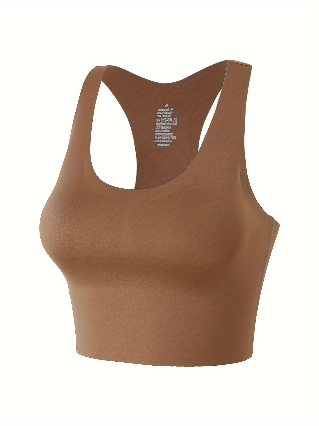 4pcs Women’s Seamless Sports Bras with Removable Pads - Soft Stretch Workout Tops for Gym, Yoga & Casual Wear - 4 Colors (Black, Dark Grey, Beige, Light Pink)