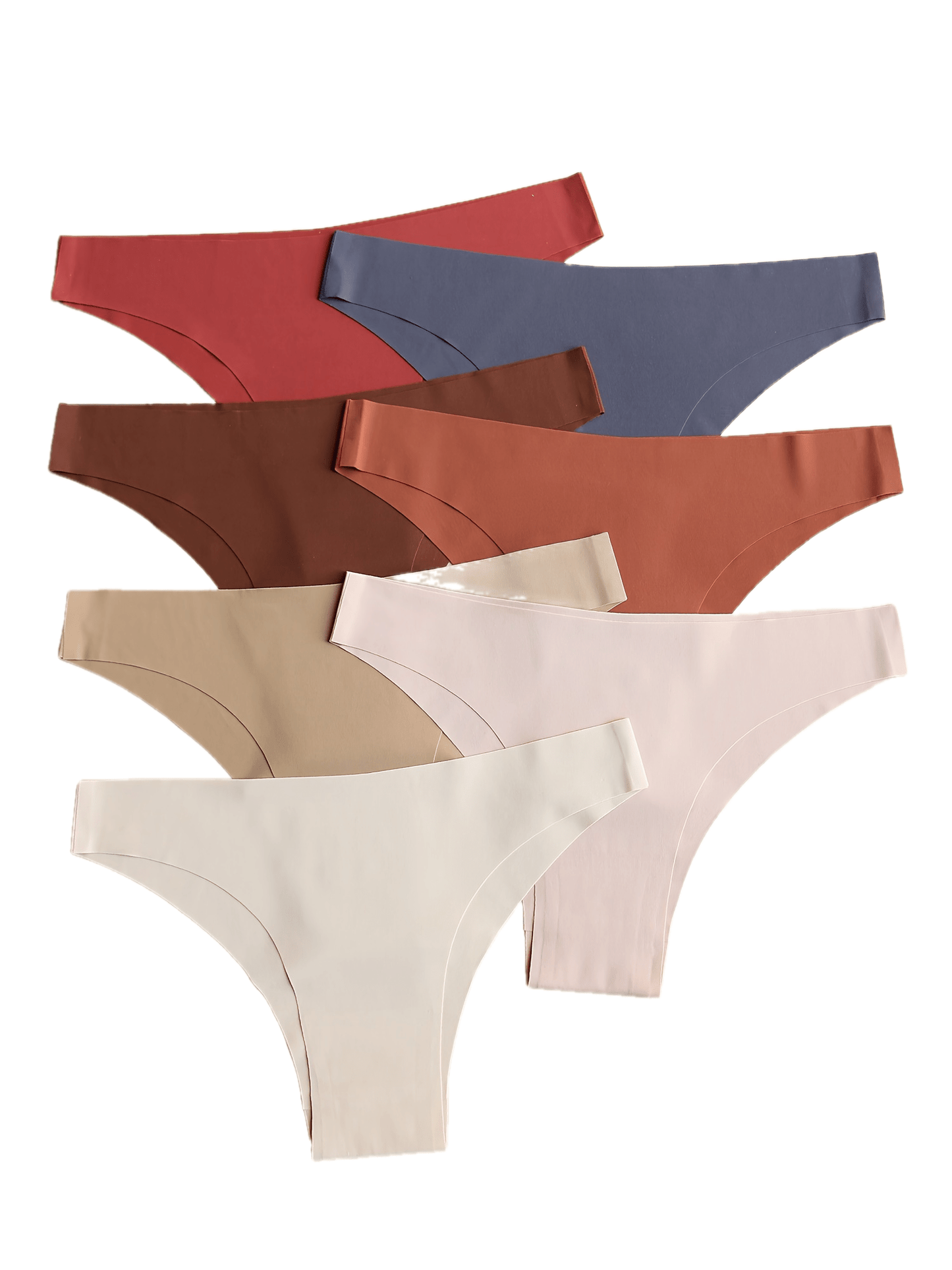 7-Pack Seamless Women's Panties, Low-Rise, Stretchy, Solid Color, No-Track, Comfortable, Breathable, Soft, Simple Style Underwear Set