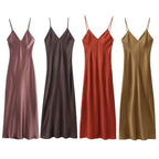 Fashion casual lingerie style silk texture suspender dress for women