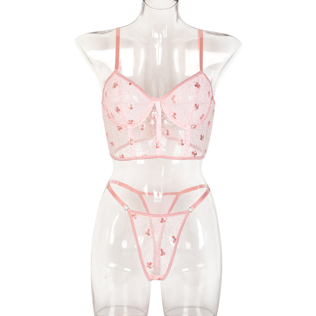 Sexy Sequined Two-Piece Set Red Suit Lingerie for Valentine's Day