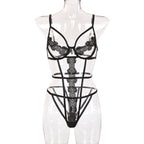 Lace Sexy Bodysuit Halter Neck Revealing Breast Perspective Tape Sexy Suspender Underwear Lingerie Suit
