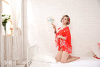 Sexy Japanese Printed Kimono Cosplay Uniform Suit Women's Erotic Lingerie Plus Size