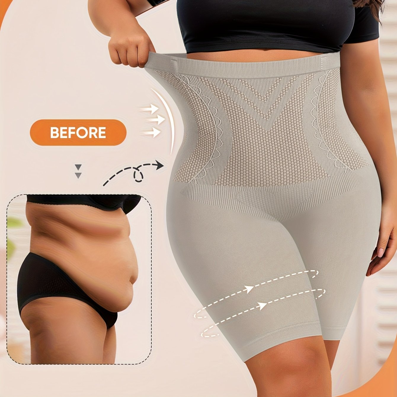 1pc Large Size Panties, Oversized And Thickened, High Waist Tummy Control, Shaping And Butt Lifting, Seamless Underwear, Women'S Panties, Square Shorts.