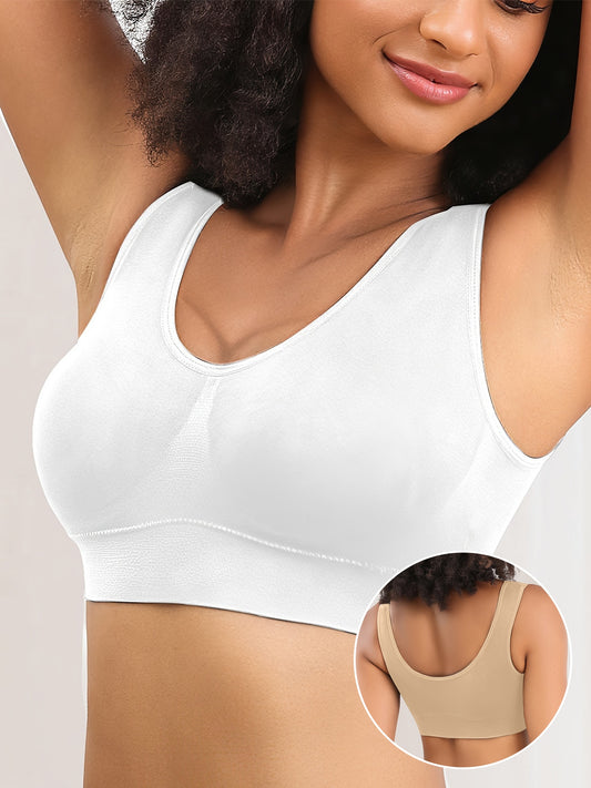 Seamless Sports Bras for Women 3 Pack,Wireless Bras Low Impact Sports Bra Sleep Comfortable Yoga Bras with Removable Pads