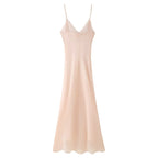 V-neck layered decorative lingerie style camisole dress for women