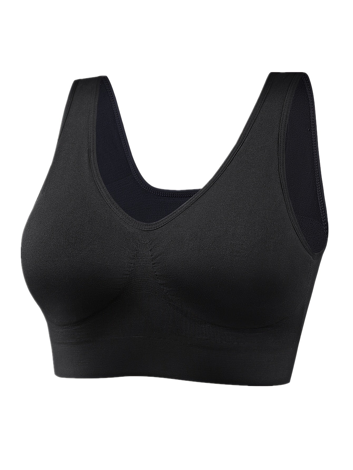 3pcs Women's Sports Bras Set, Plus Size Solid Seamless Non Padded Wireless versatile Running Bralette