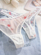 [Floral Print Undergarments] 7-Pack Women's Floral Print undergarments - Soft Semi-Sheer Everyday & Special Occasion Panties, Triangle Cut with Floral Pattern in Pink/Red/White/, Elegant Ladies Underwear for Bras & Outfits, F