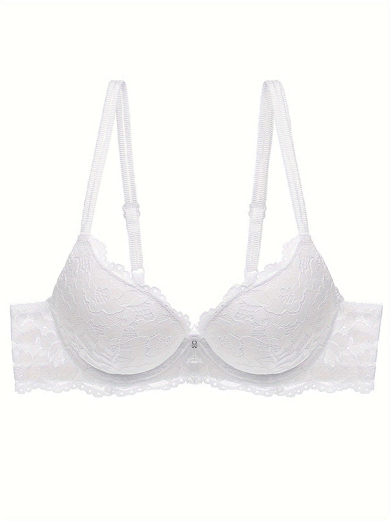 3pcs Contrast Lace Push Up Bras, Comfy & Breathable Intimates Bra, Women's Lingerie & Underwear