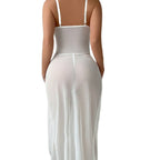 Sexy Underwear Pure Desire Transparent Mesh Slit Nightgown Wholesale Lingerie for Women