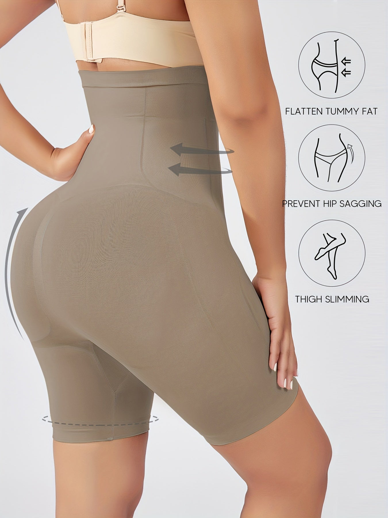 1pc Oversized Tummy Control Compression Butt Lifting Shorts, High Waist Shaping Solid Panties Short With Chest Support, Women's Shapewear & Sports Accessories, Comfy & High Elastic Shapewear, Women's Panties