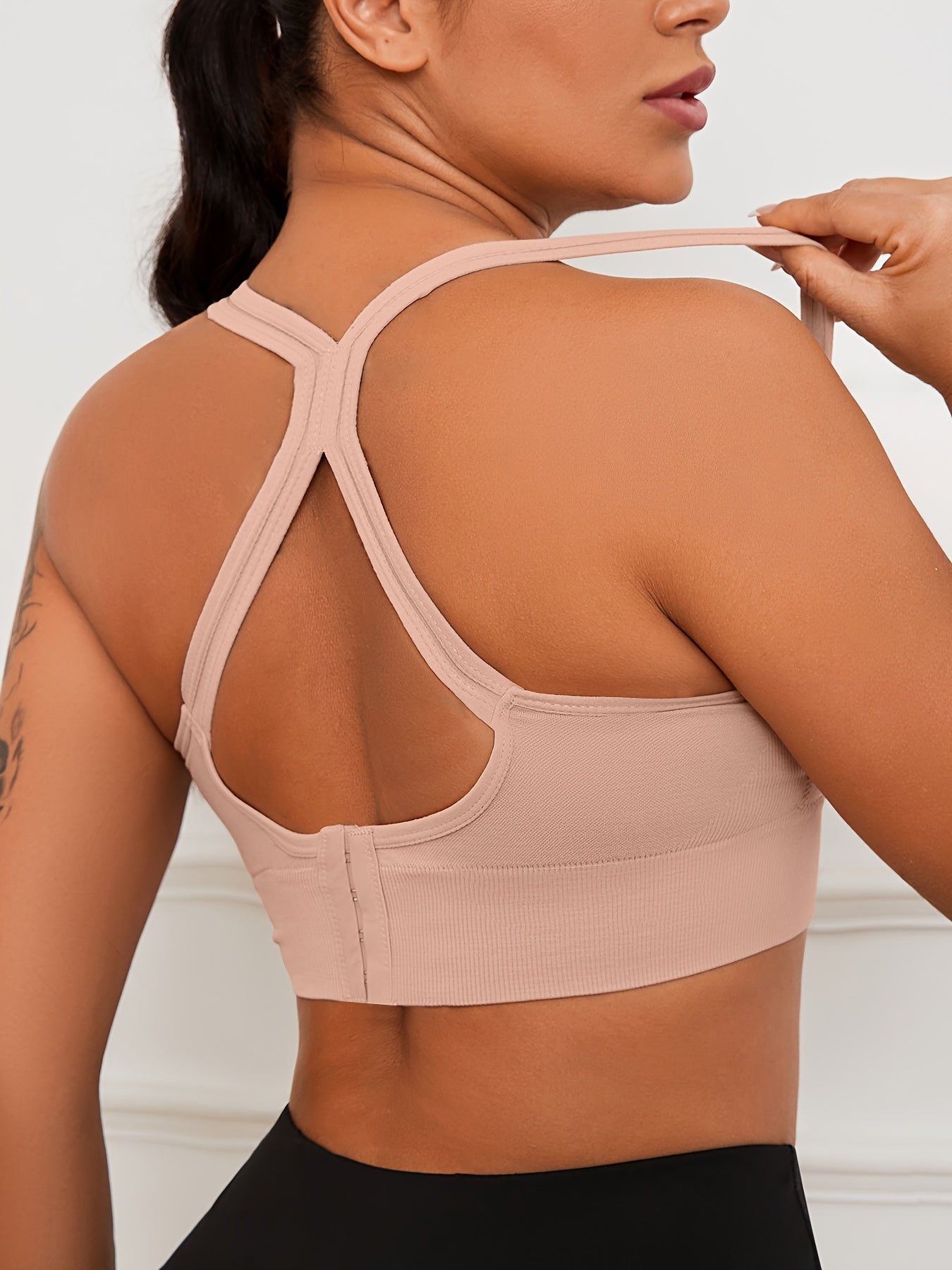 5-Pack Low-Cut Neck Seamless Sports Bras - Comfortable, Breathable, High-Stretch Nylon Fabric, Shockproof, Adjustable Closure - Stylish, Solid Color, Knit Fabric Yoga & Fitness Tank Tops for Womens Gym Wear