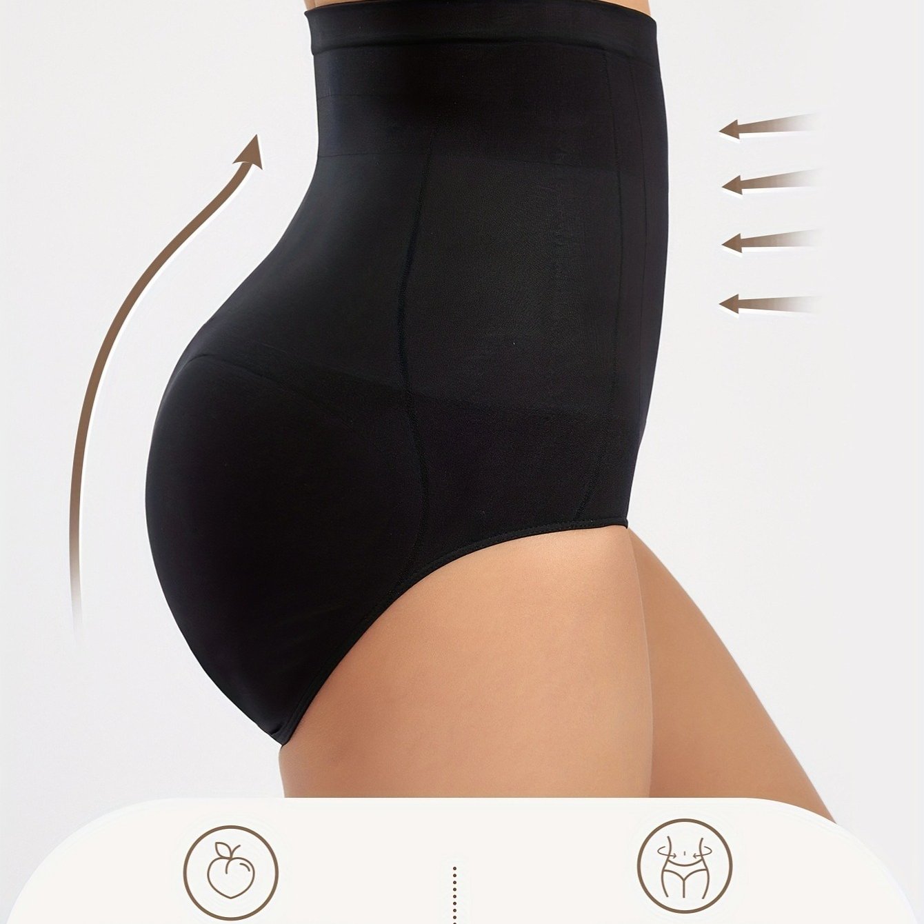 Women's High Waist Tummy Control & Hip Lifting Body Shapewear Underwear, Seamless Solid Briefs With Polyamide Material, Women's Panties Great Comfy & Breathable & Stretchy Slimming Panties, Women's Lingerie & Underwear, Women