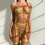 Transparent Floral Embroidered Lingerie Set - Exquisite and Sexy Underwear