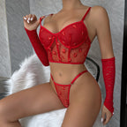 Sexy Sequined Two-Piece Set Red Suit Lingerie for Valentine's Day