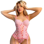 Sexy Strapless Lace Bodysuit Lingerie Set with Stockings