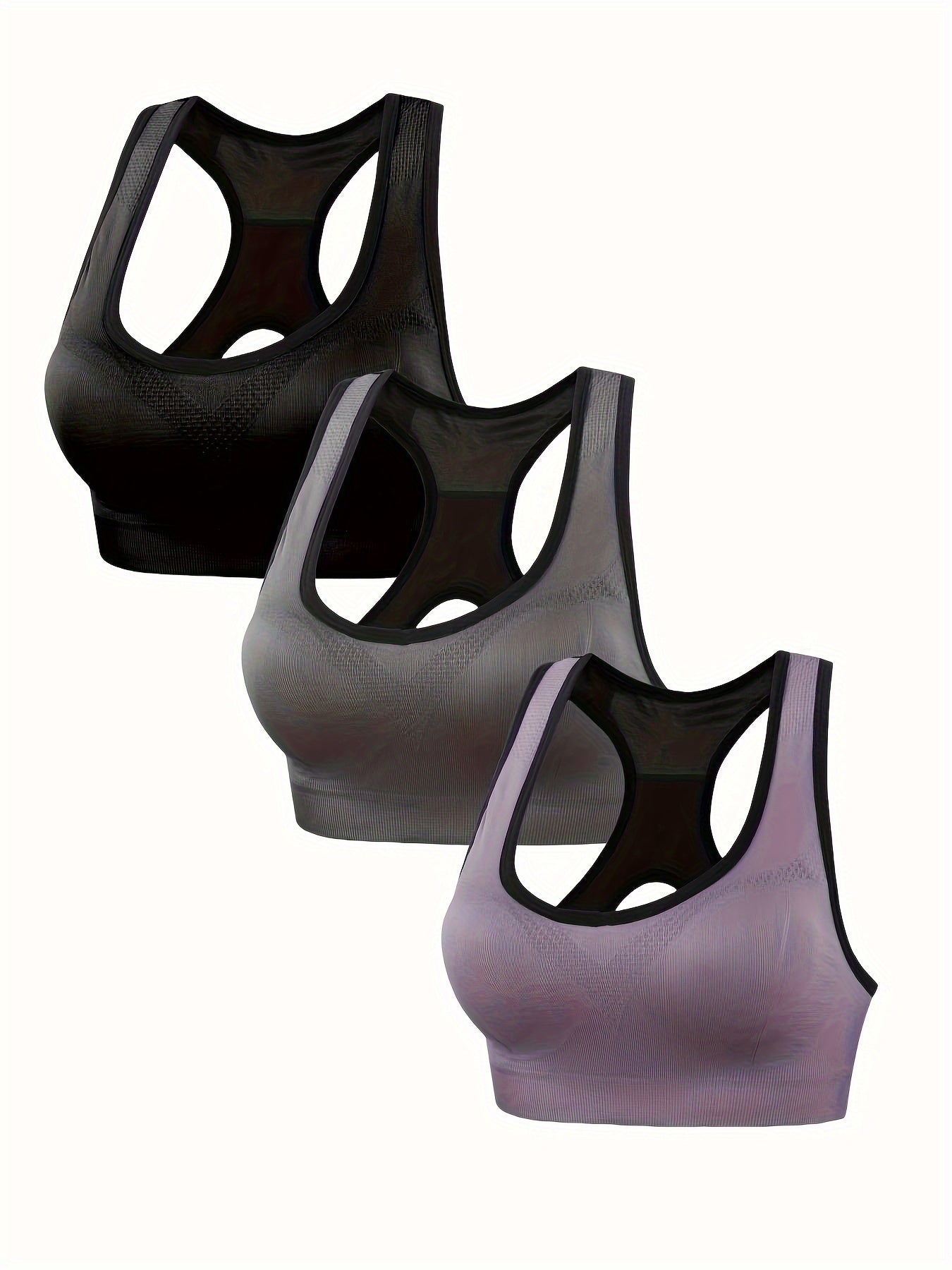 Zimi Collection 3pcs Women's Seamless Sports Bras - Comfortable, Shockproof, Backless Design for Everyday Fitness