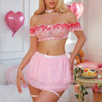 One shoulder sleepwear for women in summer new style with sexy lace lingerie