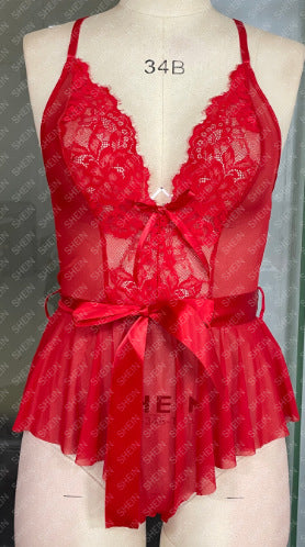 Shapewear Bow Lace Backless Sheer Sexy Lingerie Bodysuit