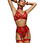 Sexy and Spicy Lingerie Set with Sheer Mesh and Metal Chains for Nightclub and Party