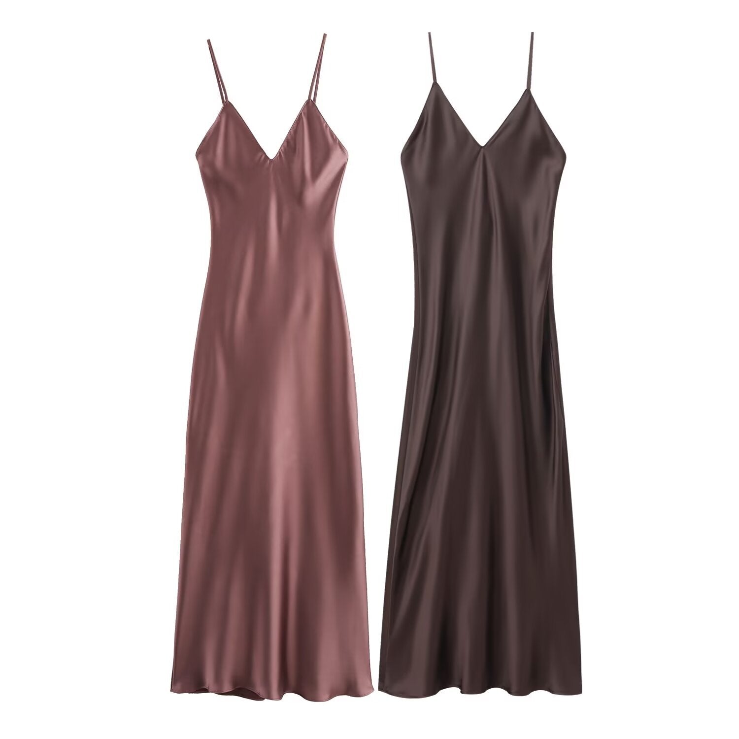 Fashion casual lingerie style silk texture suspender dress for women