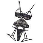 Sexy hollow transparent lace shaping lingerie set