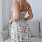 Printed countryside lace edge sleepwear pure and erotic lingerie