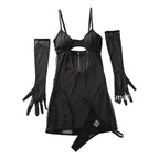 Sexy mesh wrapped hip suspender dress sexy lingerie set