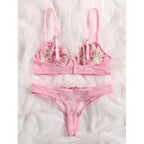 Sweet Sexy Low Waist Lace Sexy Lingerie Set Mesh Lingerie For Women