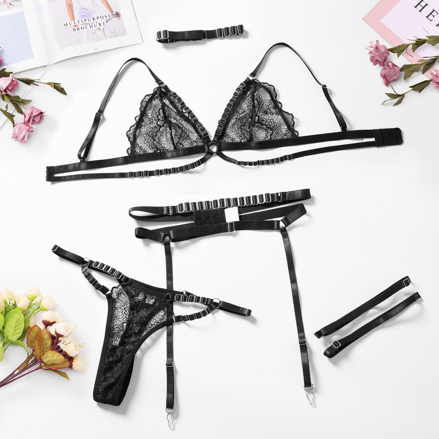 Lace strap slim fit and sexy lingerie set