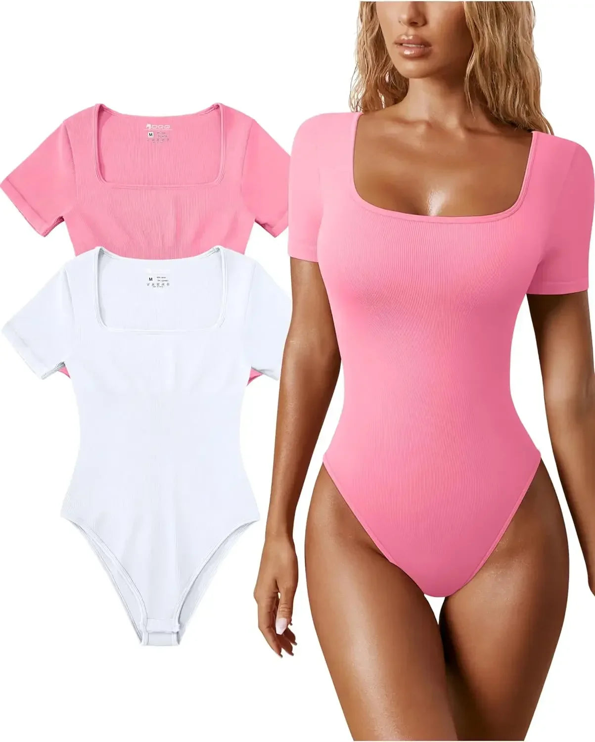 Women's Bodysuits Sexy Ribbed One Piece Square Neck Short Sleeve Bodysuits sexy bodysuit lingerie bodysuit