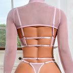 Mesh see through transparent hollow sexy lingerie set