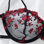 High-Quality Black Erotic Lingerie Set with Steel Support Transparent Embroidery