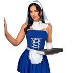 Sexy Maid Costume Role-Playing Bondage Backless Lingerie Set for Women