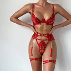 Elegant Flame Metal High-End Temptation Slimming Lingerie Four-Piece Set