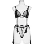 Mesh sexy neck tie and body shaping lingerie two-piece set