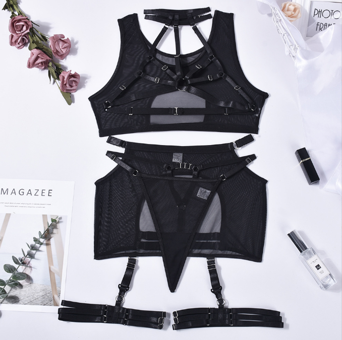 Women Perspective Sexy New Style Straps Complicated Heavy Craft Fun Lingerie Five Piece Set