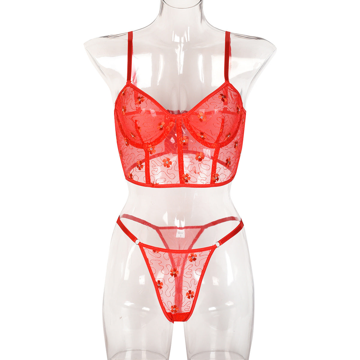Sexy Sequined Two-Piece Set Red Suit Lingerie for Valentine's Day