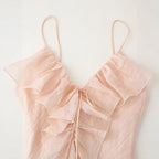 V-neck layered decorative lingerie style camisole dress for women