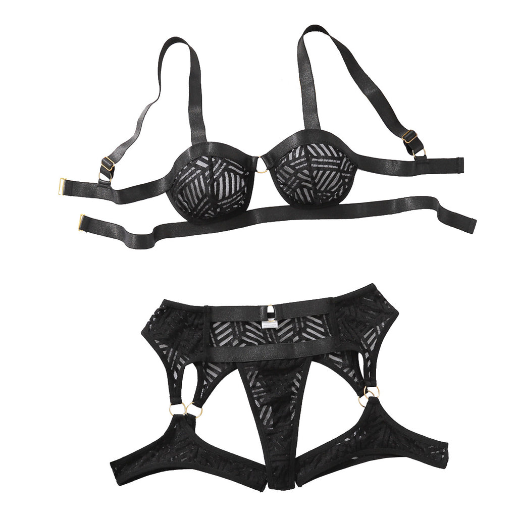 Bareback shapewear split sexy lingerie two-piece set for women